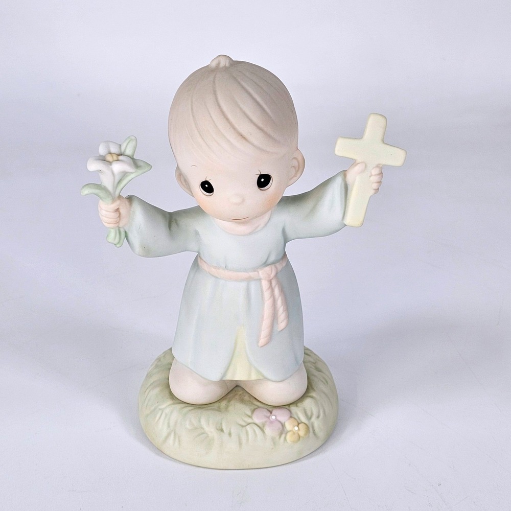Precious Moments Hallelujah For The Cross Boy with Lily & Cross Figurine 532002